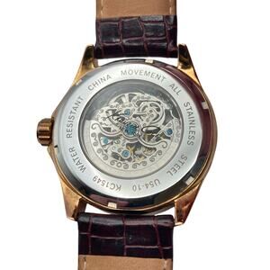 Kenneth Cole KC1549  Mens Automatic Watch 42mm Skeleton Back - WR  Leather Strap